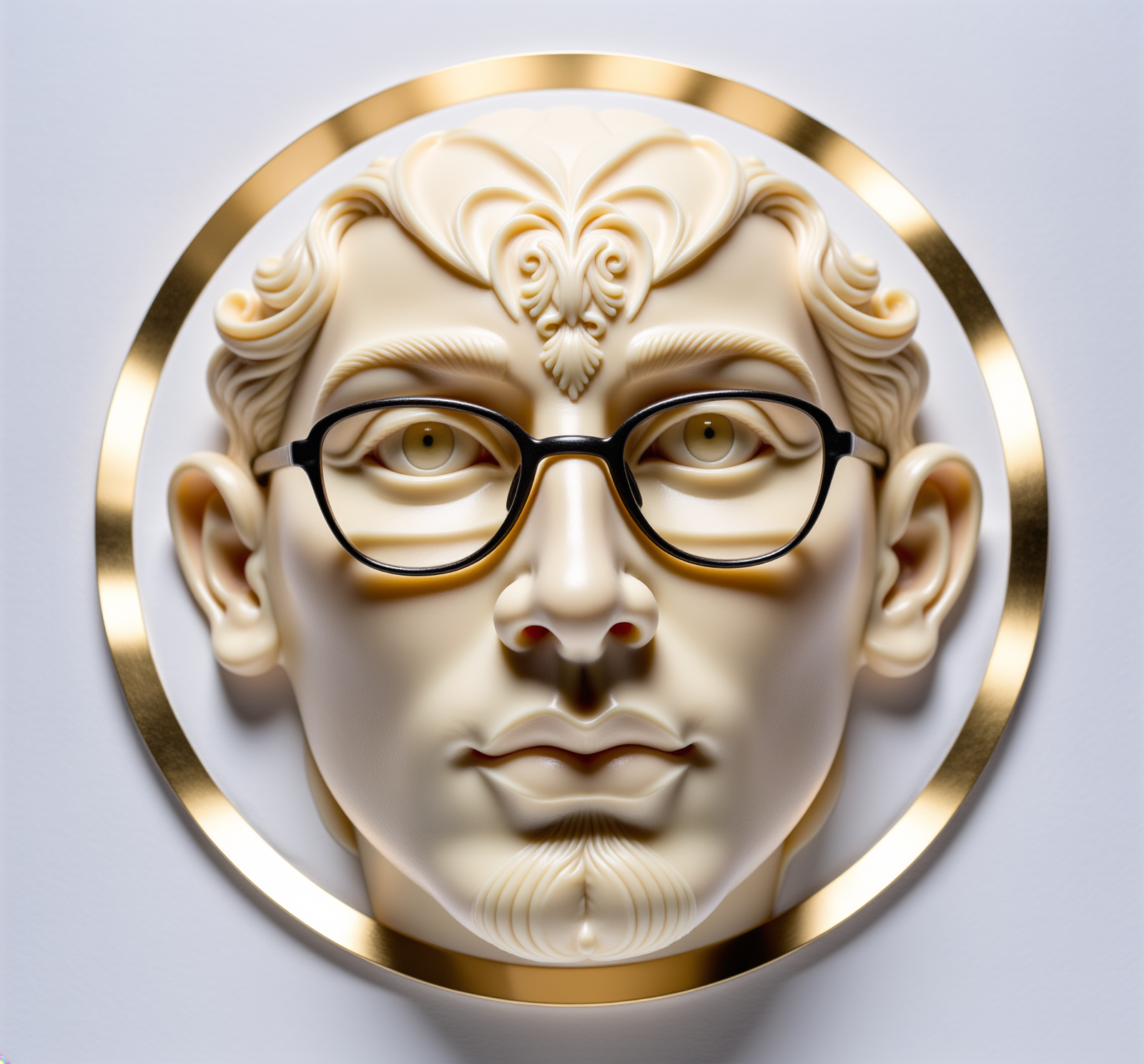 Firefly_ silicone sculpture of THE FACE, with glasses, caustic light patt 634131